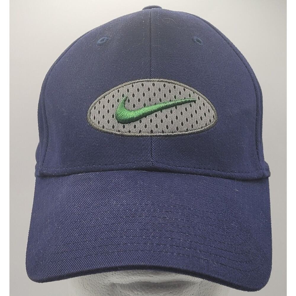 VINTAGE Nike Hat Cap Strap Back Blue Green Swoosh Embroidered Logo Athletic Y2K